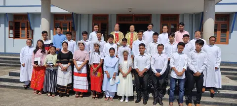 21 young boys and girls received the Sacrament of Confirmation on the Pentecost Sunday 23rd May 2021, administered by Most Rev. Dominic Lumon DD., Archbishop of Imphal at St. Paul Retreat House, Mantripukhri, Imphal , 
